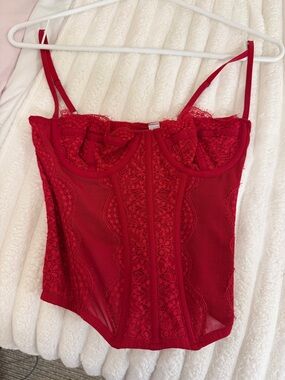 Urban Outfitters Red Lace Bustier Top